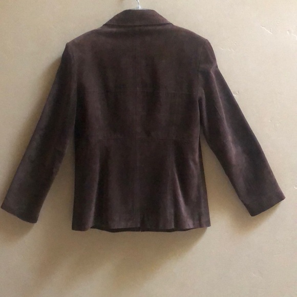 Anne Klein Brown Suede Leather Zip Up Jacket M - Picture 5 of 8
